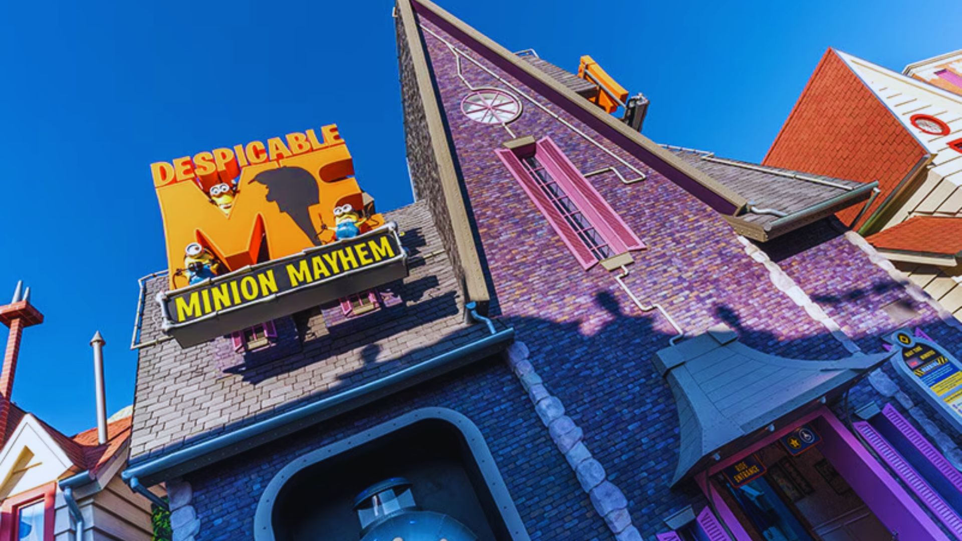 Front view of a building featuring a sign that reads