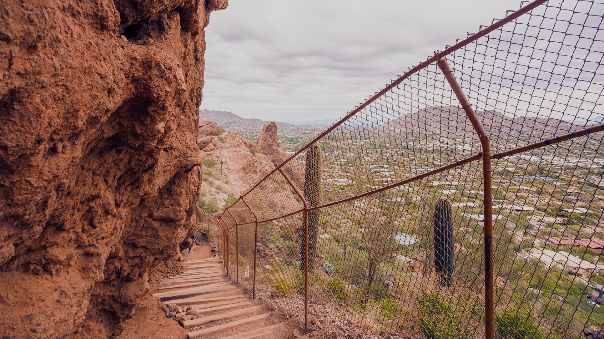 A rustic fence borders a path that leads to a majestic mountain in the background, showcasing natural beauty.