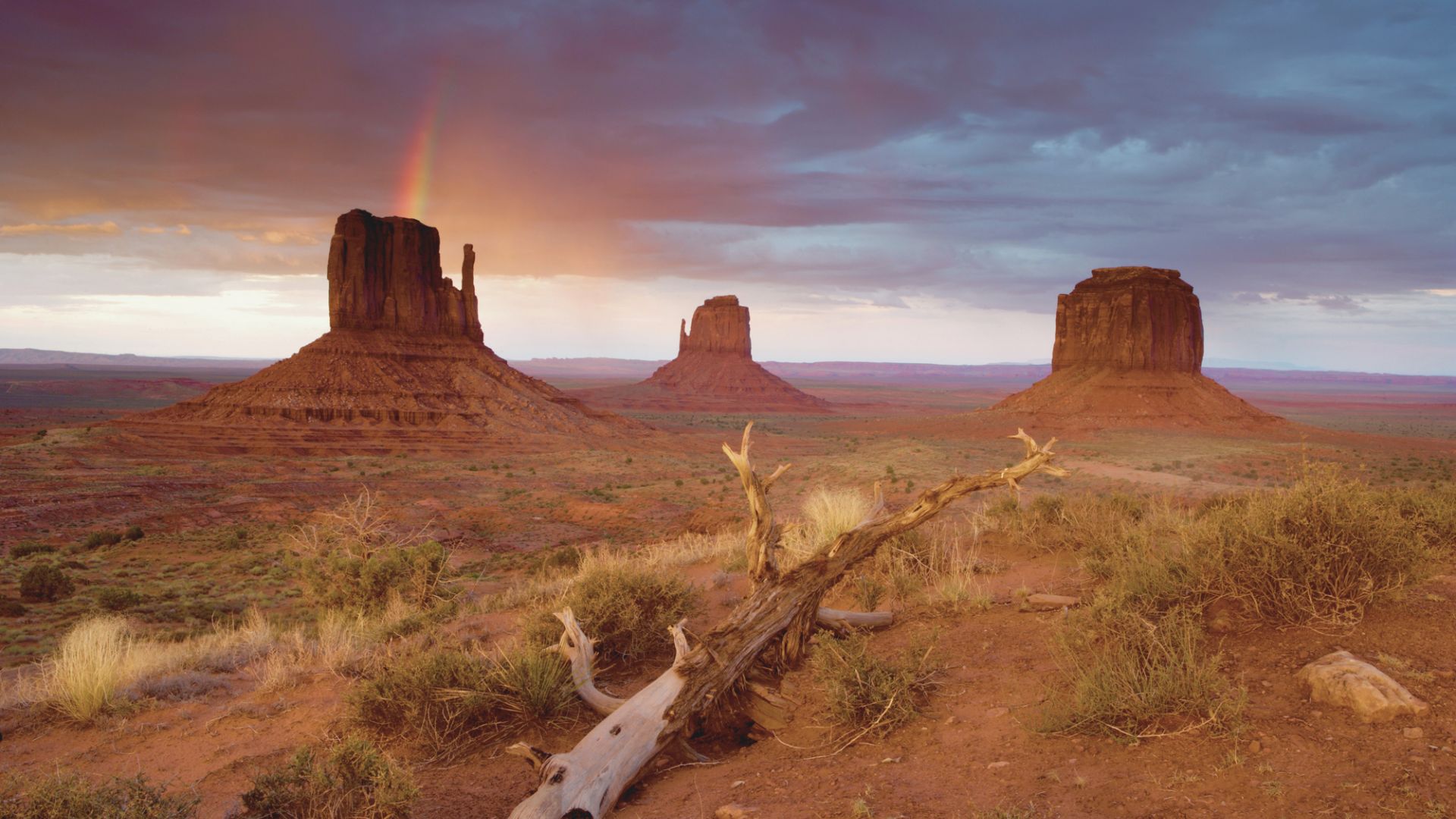 Expansive landscape of Monument Valley, Arizona, featuring towering sandstone buttes and a vibrant desert backdrop.