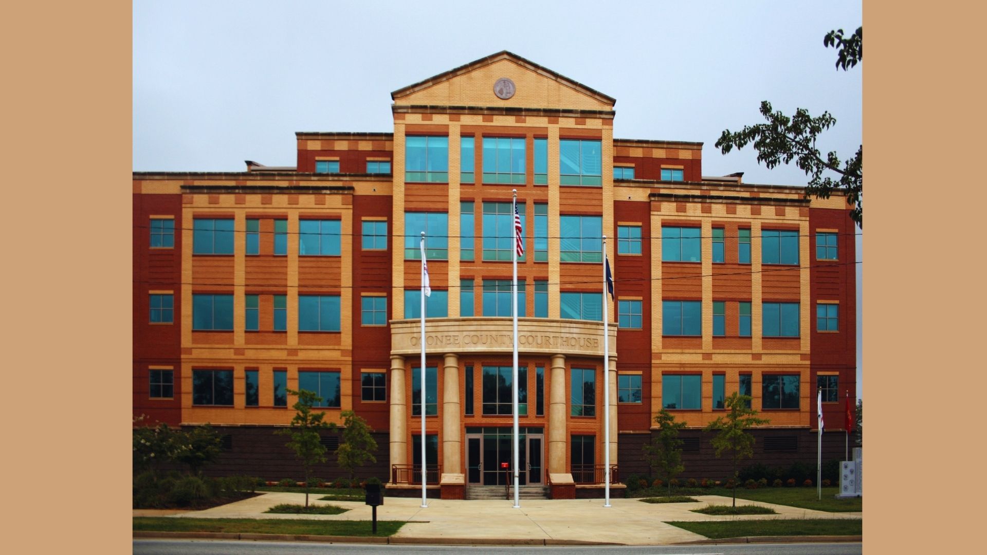 A grand structure adorned with a flag at its forefront.