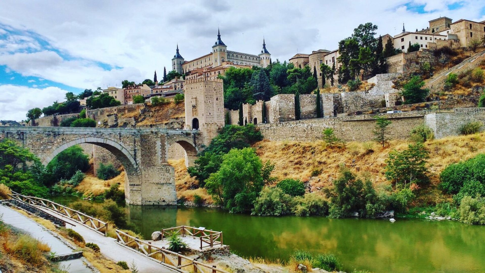 The Alcalde Bridge in Toledo, Spain, showcasing its historic architecture and scenic river views.