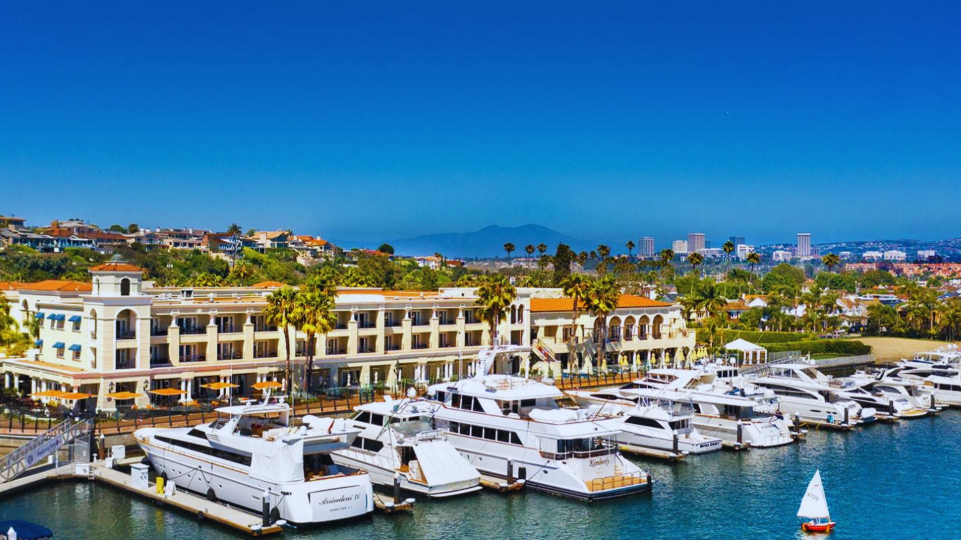 A view of the marina at the Westin Laguna Beach, showcasing boats and the serene ocean landscape.