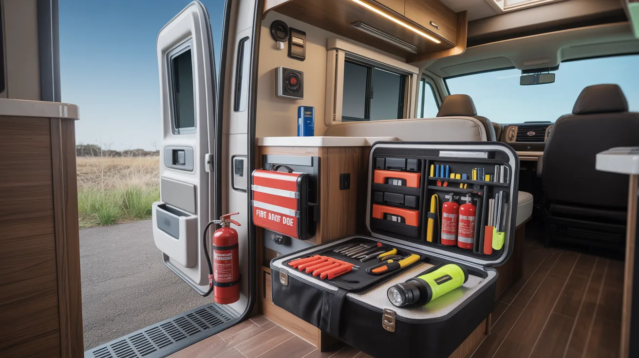 Interior of a van filled with various tools and equipment, organized for easy access during work tasks.