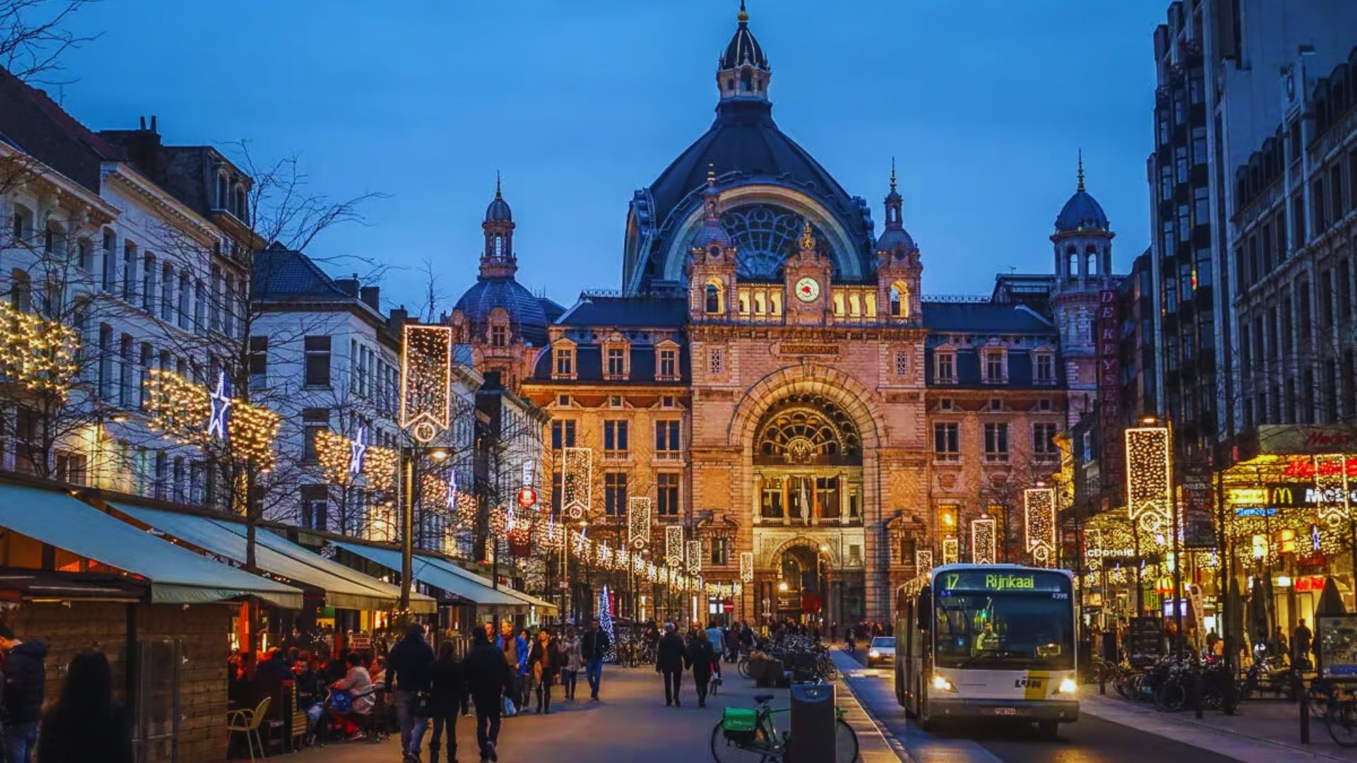 . The city of Brussels illuminated at night, showcasing its stunning architecture and vibrant atmosphere.