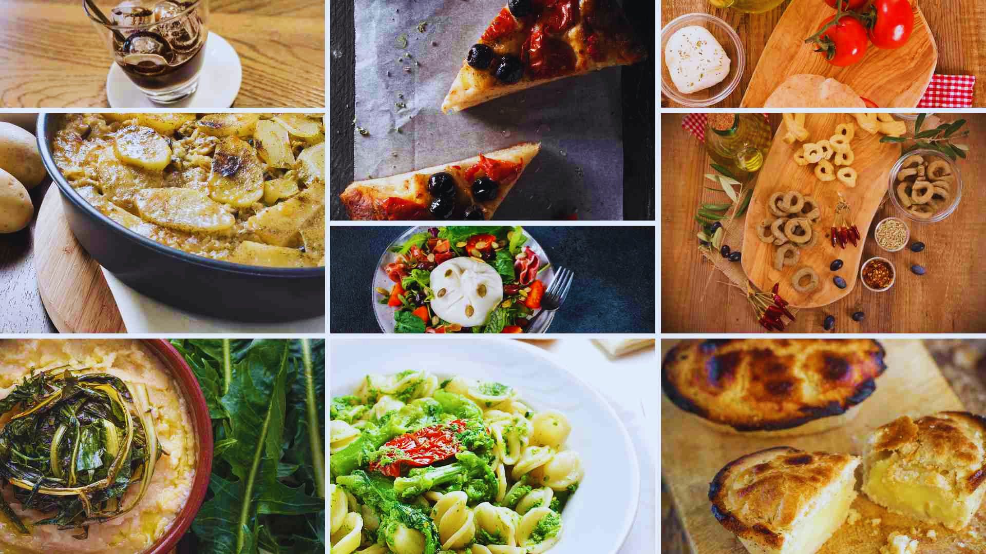 A collage featuring various types of food, including fruits, vegetables, and dishes from different cuisines.