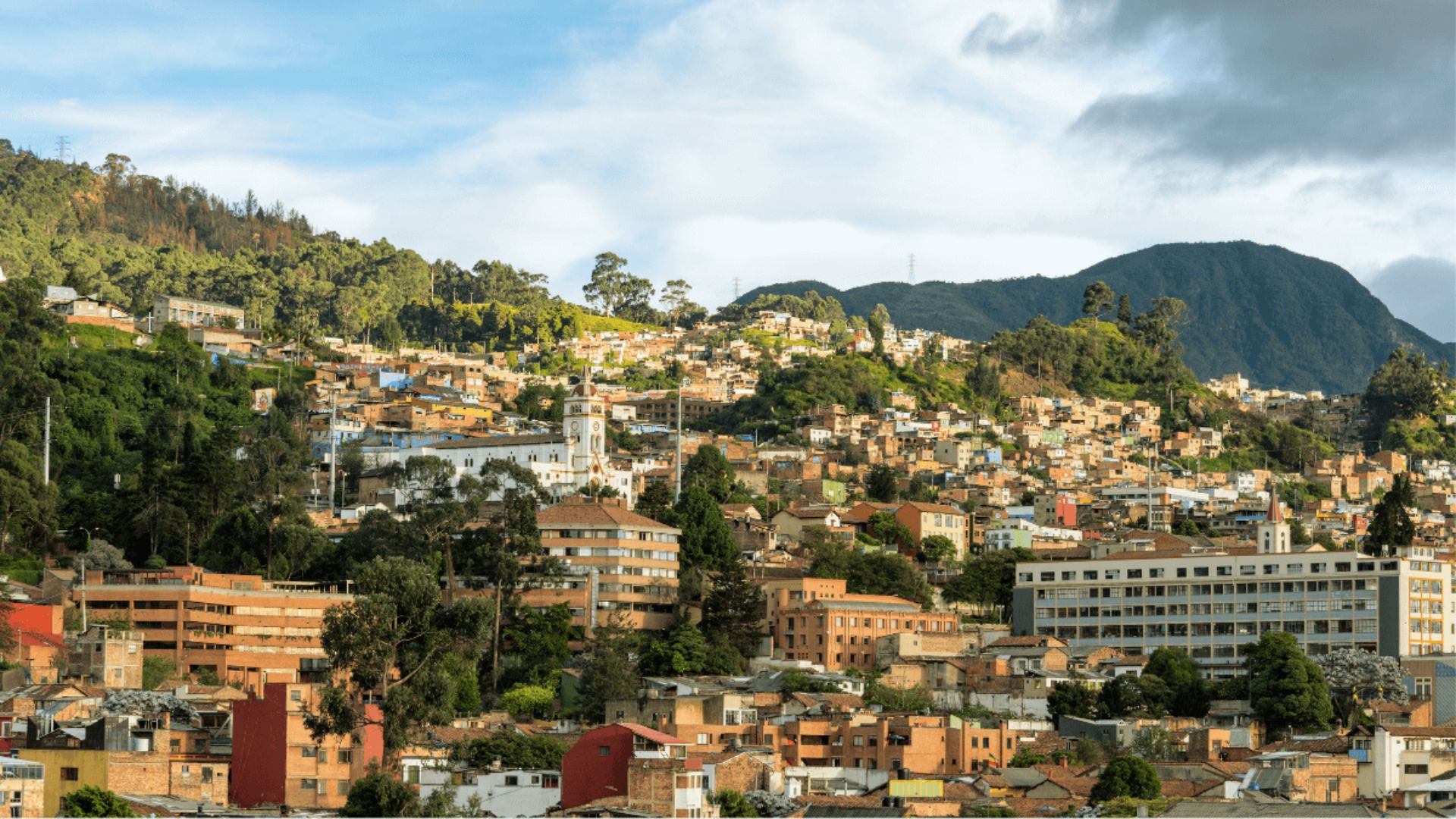 A panoramic view of Colombia, a vibrant city located in South America, showcasing its urban landscape and architecture.