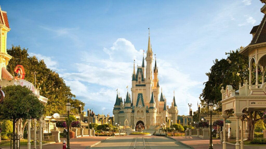 The iconic Cinderella Castle is prominently featured in the background of this image.