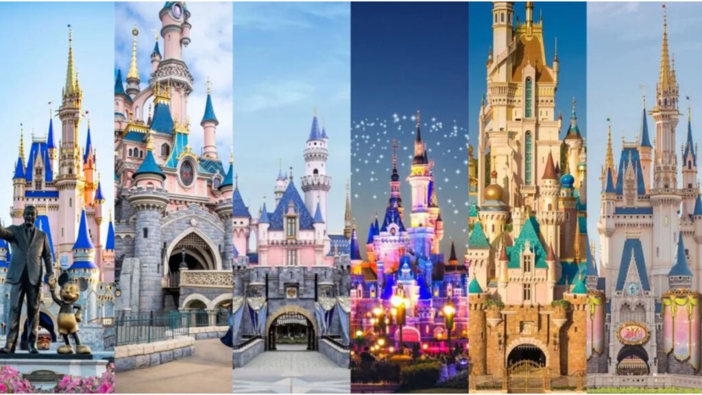 Which Disney Park Is the Best? Global Rankings Disneyland theme park featuring various whimsical buildings and attractions under a clear blue sky.